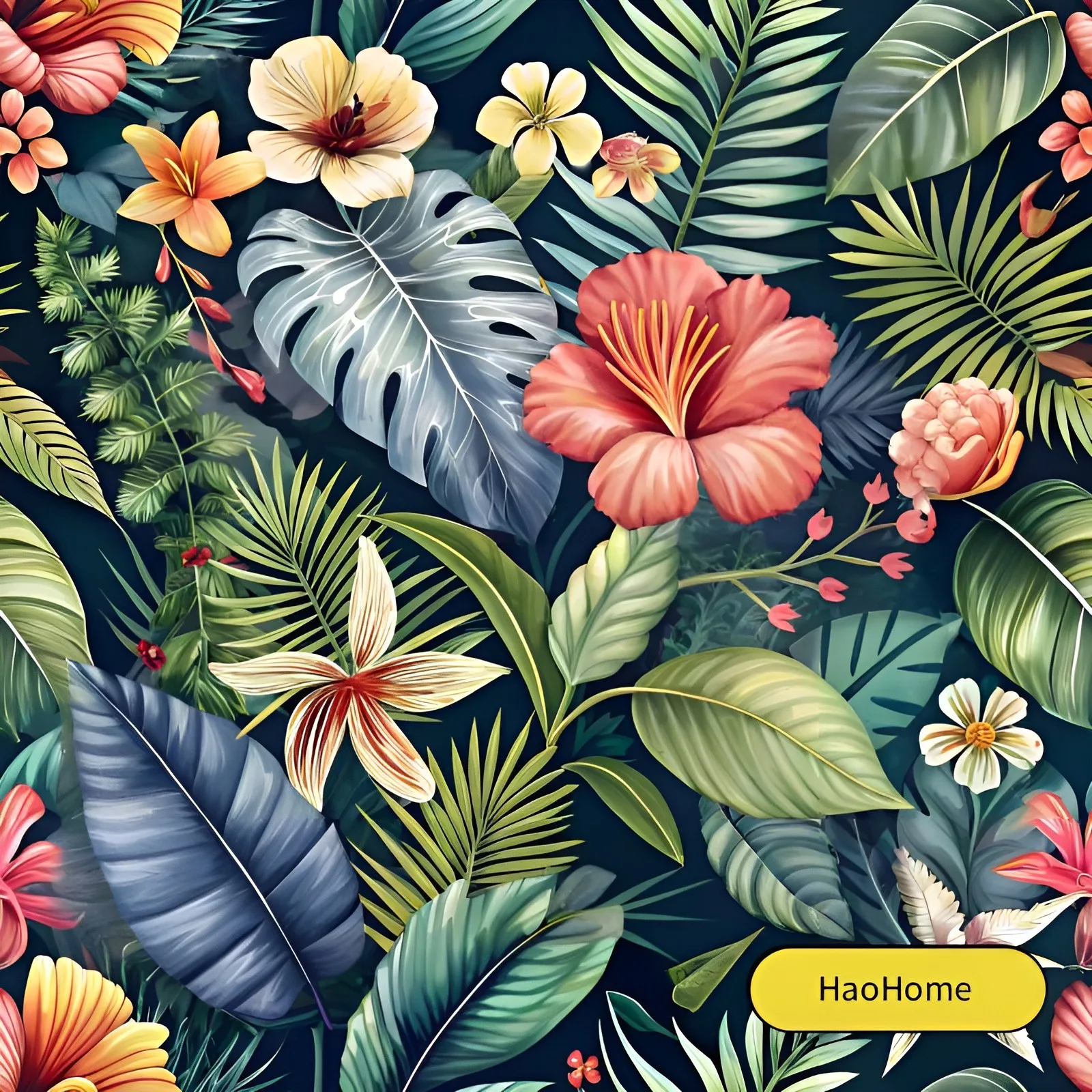 

Обои с тропическими пальмовыми листьями, съемные контактные обои с цветочным рисунком, самоклеящиеся обои в стиле бохо для спальни, ванной комнаты