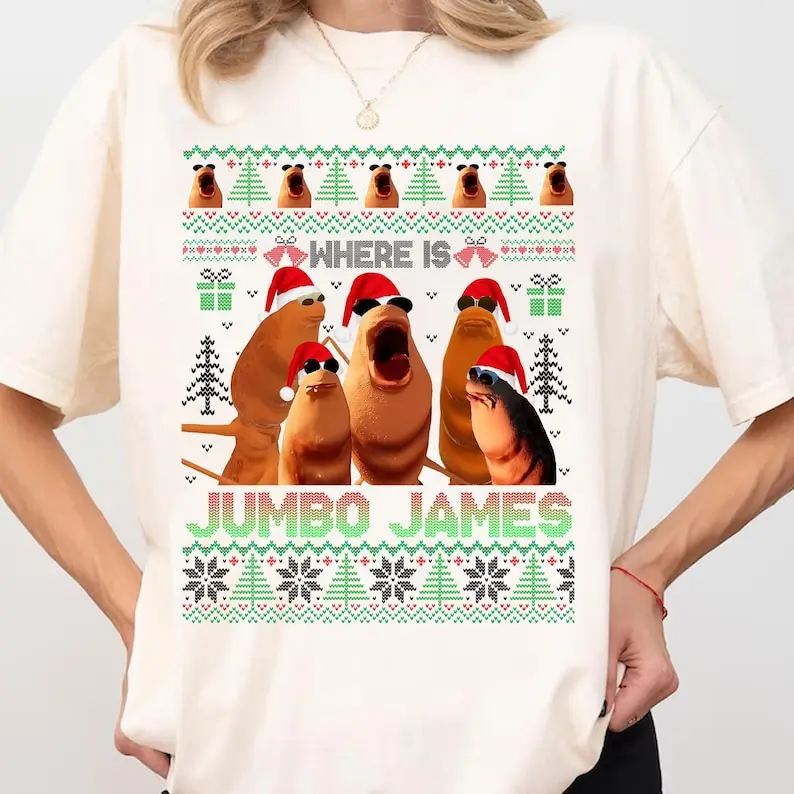 Where Is Jumbo James Ugly Christmas Shirts Marcus The Worm Xmas Tee Tops Im Looking for Jimbo James Funny Meme Tees Xmas Holiday