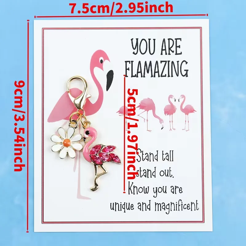 6 Flamingo Daisy Keychains with 