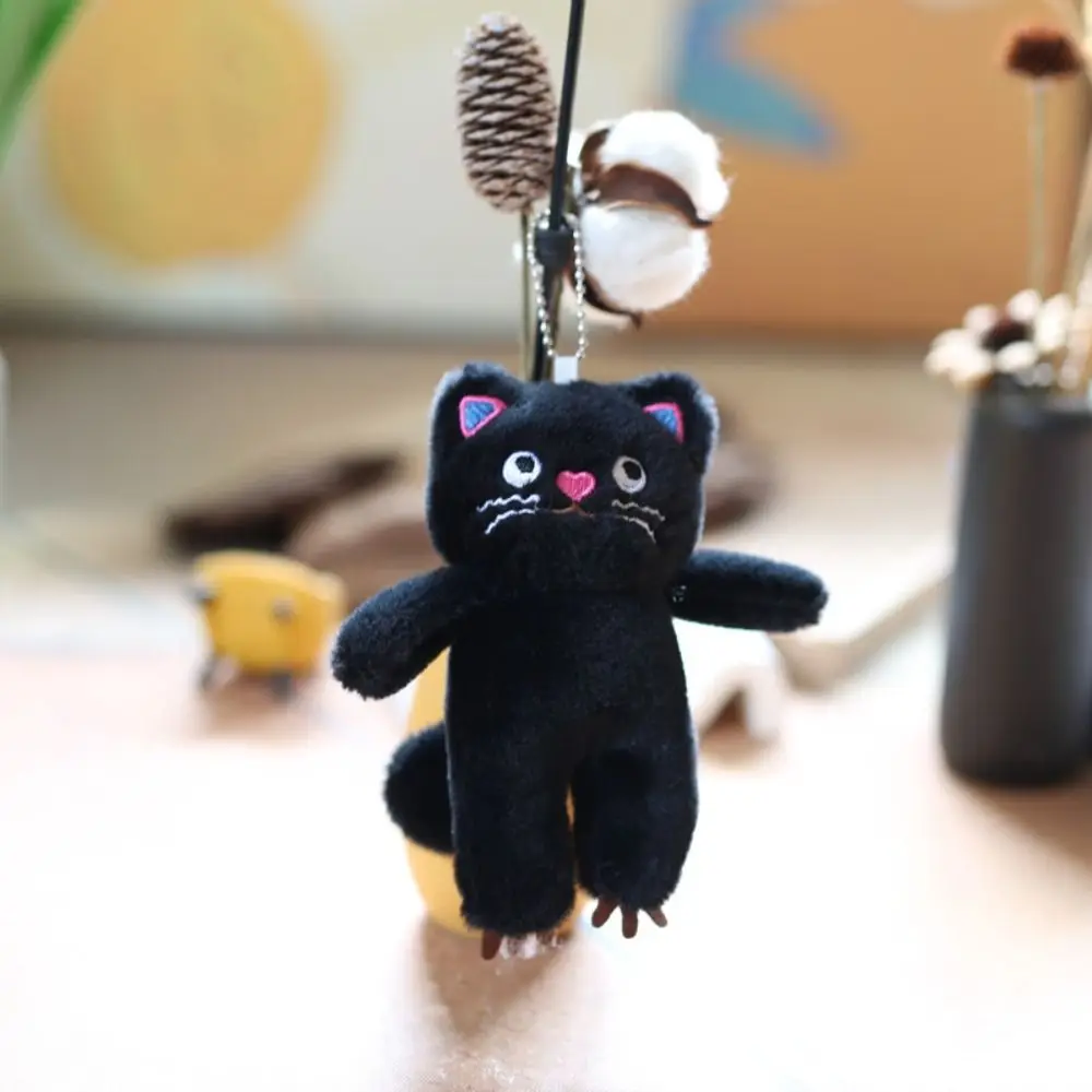 Fashion Stuffed Animal Polka Dot Cat Keychain Plush Doll Bag Pendant Cat Plush Key Ring Decoration Anime Plush Toy Kids