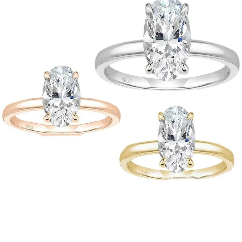 

Luxury 3CT Oval Cut 5A Zircon Ring for Women 8x10mm Premium Stone S925 Sterling Silver Elegant Fine Jewelry