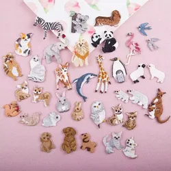 35 Mini Exquisite Cute Small Animal Embroidery Children's Clothes Decoration Iron on Patches for Clothes Panda Flamingo Cat Dog