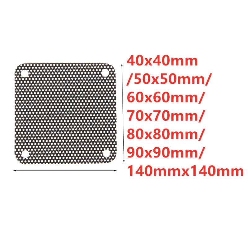 5 unids/set 40/50/60/70/80/90/140mm filtro de polvo de ventilador de PVC PC caja a prueba de polvo cubierta de malla de ordenador cortable negro
