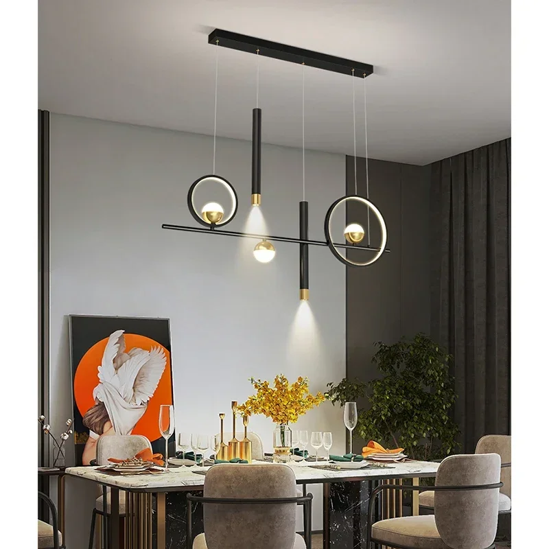 

Morden Adjustable Integrated LED Metal Linear Chandelier Minimalistic Contemporary Dining Room Living Room Kitchen Foyer