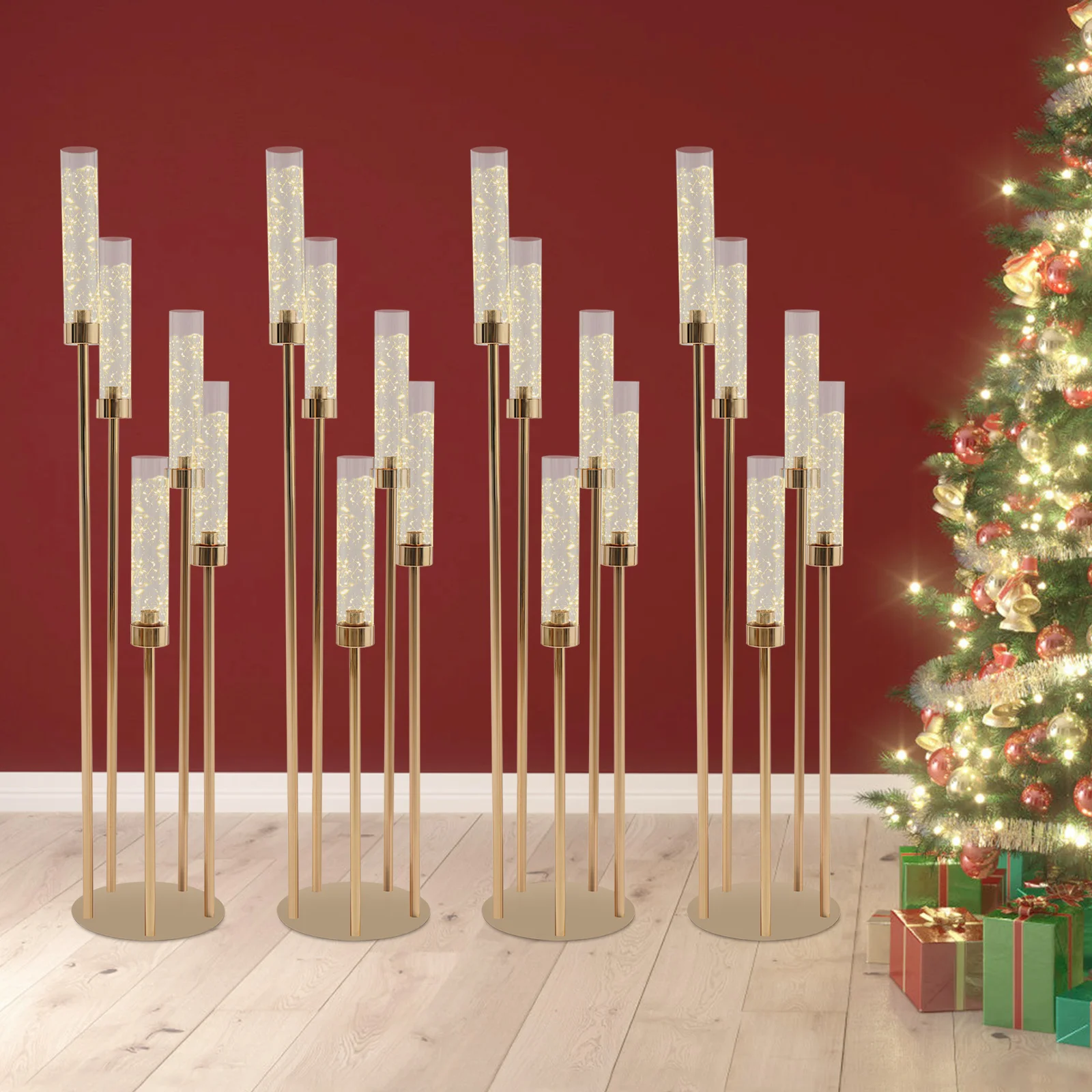 

Elegant Candle Holder, 5-Arm, Set of 4, scratch-resistant,Household candlestick, Candle Holder for Wedding Party