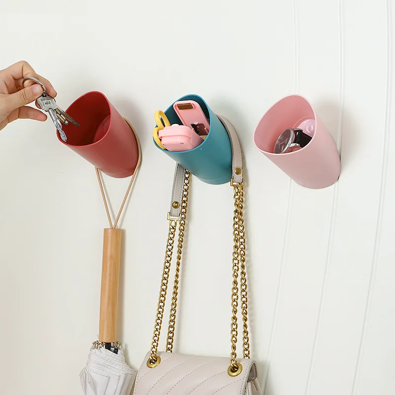 Punch free Wall Mount Storage Rack Small Shelf Remote Control Air Conditioner Storage Case Phone Holder Container Bath Kitchen