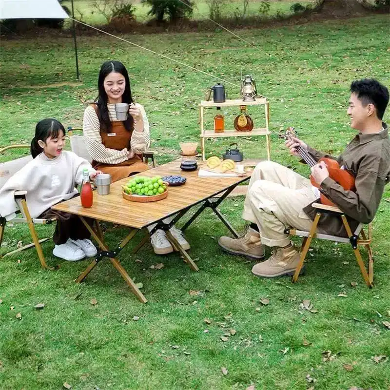 

Folding Table Camping Picnic Egg Roll Table Portable Outdoor Furniture Detachable Hiking Travel BBQ Tea Table Camping Supplies