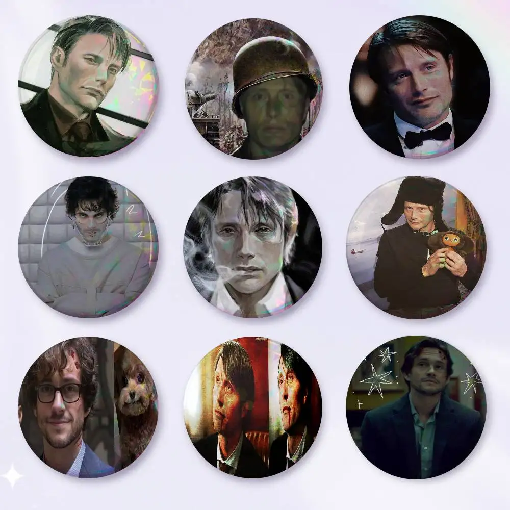 A-h-Hannibal 75x75 25x25 Mm Cartoon Round Brooches On Backpack Shirt Accessories Jewelry Badge Gift For Friends