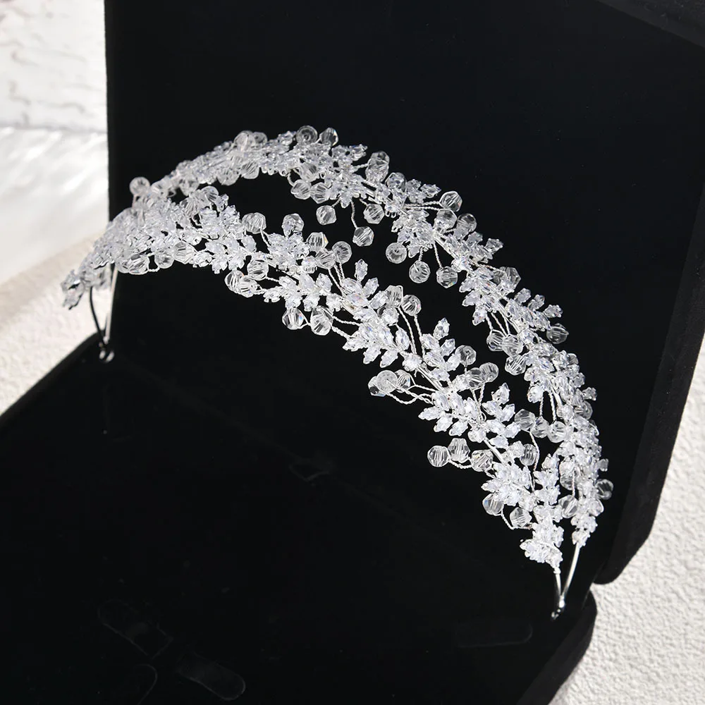 

Роскошная свадебная повязка на голову, свадебные украшения для волос, головной убор с кристаллами и жемчугом, свадебная тиара, повязка на голову с короной для женщин, свадебный головной убор для выпускного вечера