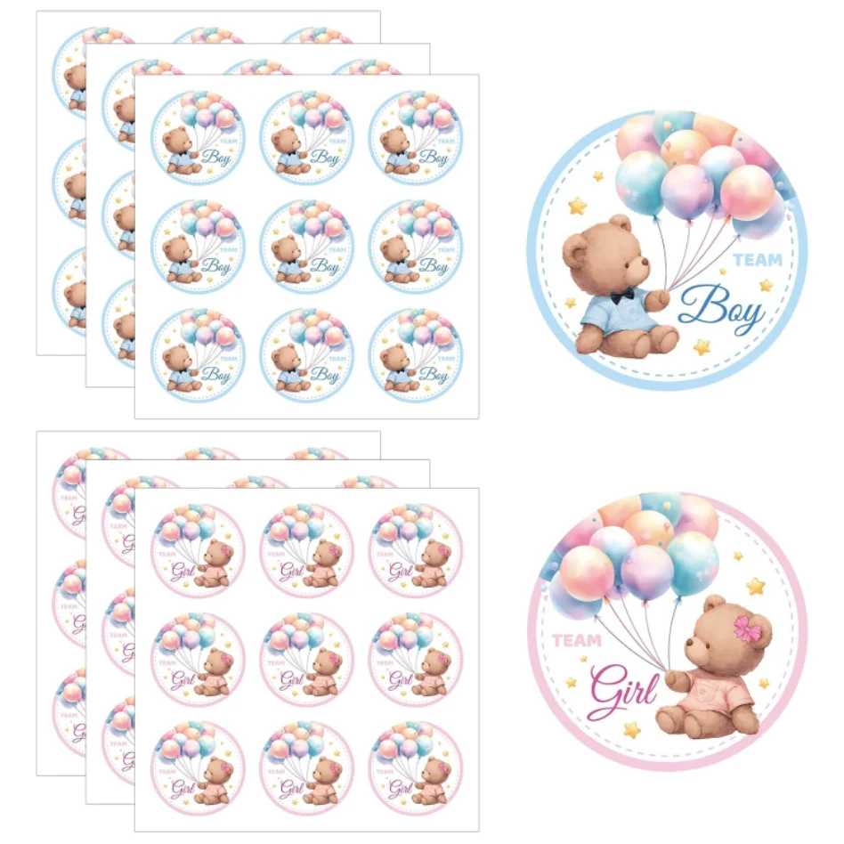 Custom Cartoon Cute Bear Stickers Welcome Boy Girl Seal Labels Personalized New Born Gender Reveal Baby Shower Decor Birthday