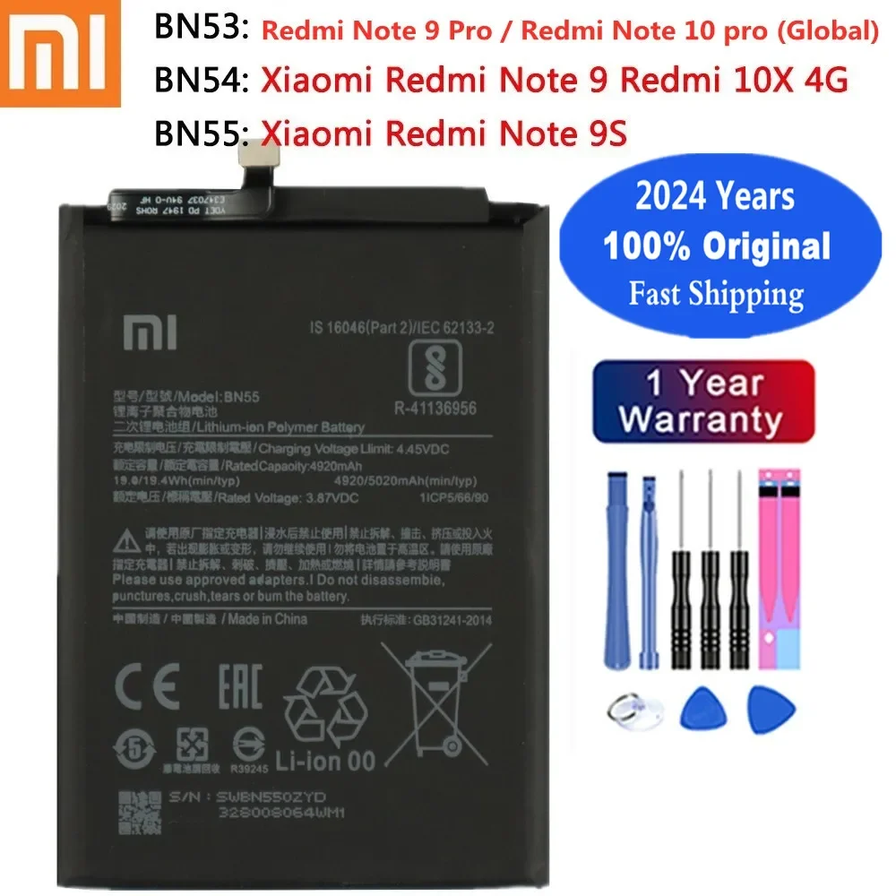 2024 Years 100% Original BN53 BN54 BN55 Battery For Xiaomi Redmi Note 10 pro 10pro 10X / Note 9 Pro 5G / Note 9S Phone Batteries