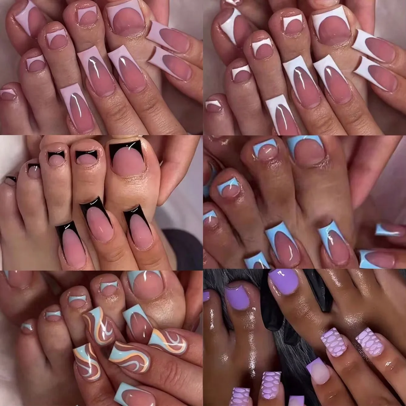 288 قطعة/1 مجموعة-أظافر راقصة الباليه المزيفة لليدين والطعام - هذه الأظافر المزيفة ذات الطراز المختلف تجعل أصابعك تبدو طويلة وأنيقة