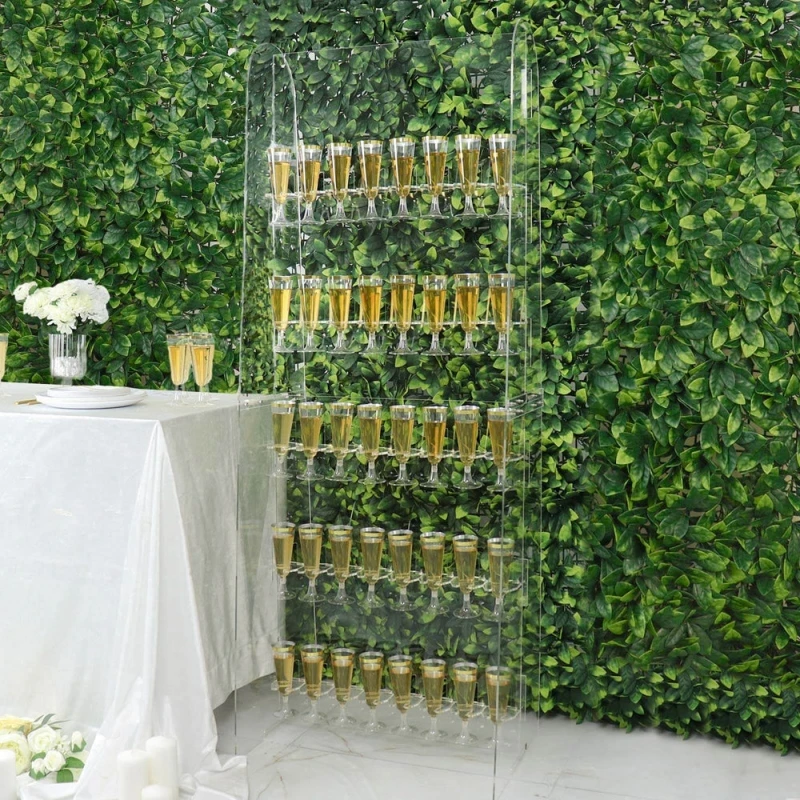 Easy To Assemble Acrylic Champagne Wall Shelves With Flute Holder Custom Acrylic Champagne Stand
