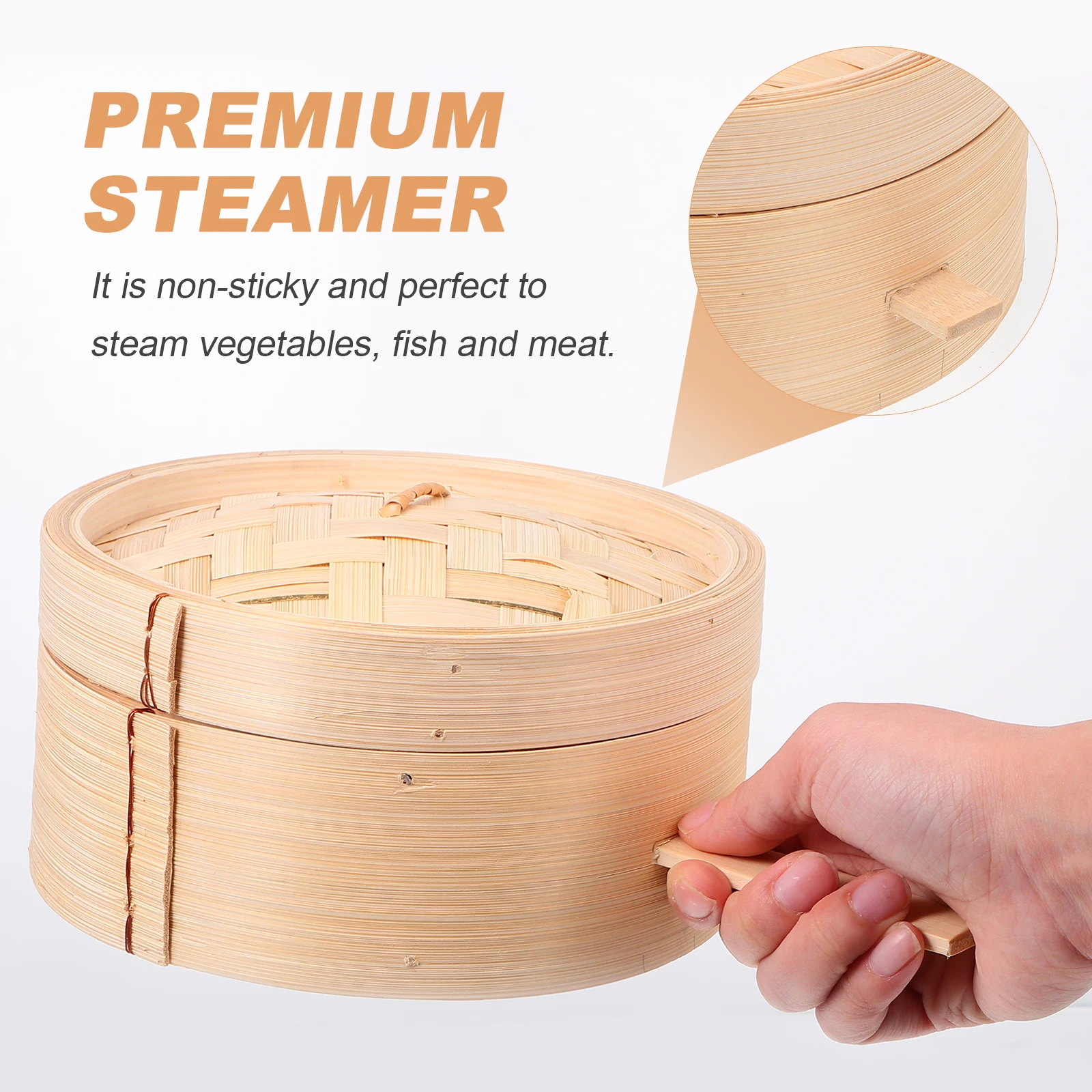 

Bamboo Steamer Strong Aesthetic Non Sticky Perfect Vegetables Fish Meat Easy Clean Store Healthy Diet Kitchen