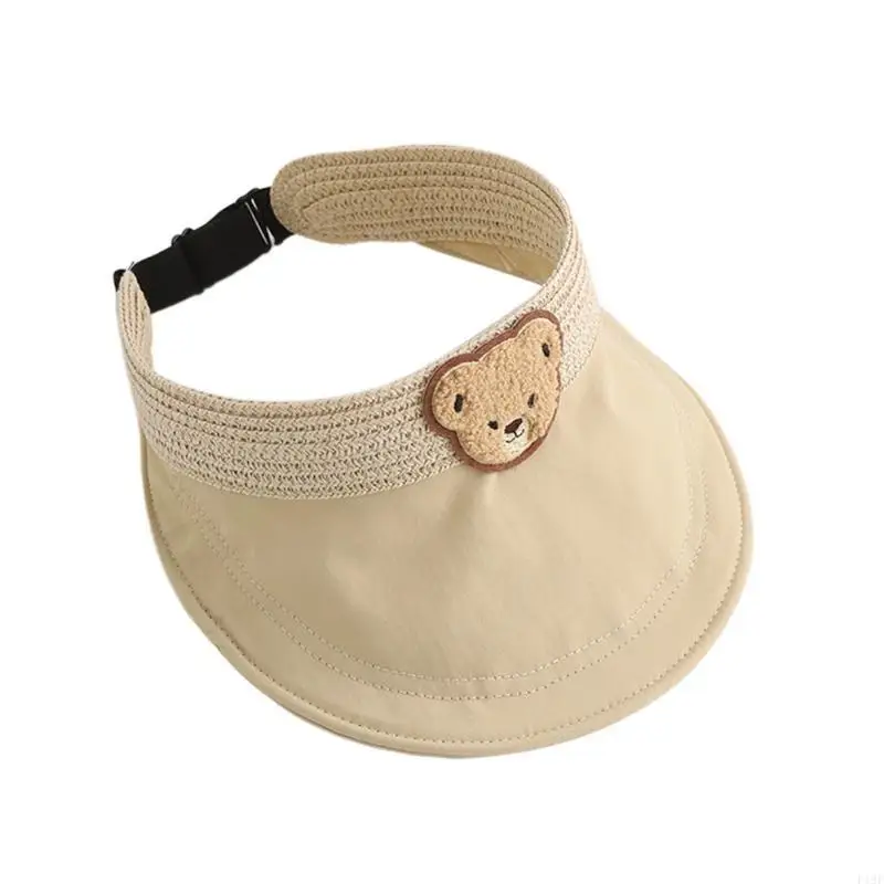 

F19F Toddlers Empty Top Hat Foldable Visor Hat Bear Decals Sun Hat for Travel Summer