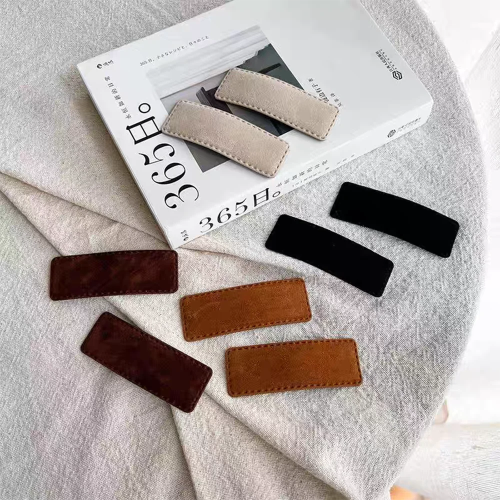 2 piezas clásico color sólido simple Retro terciopelo sólido BB Clips laterales para el cabello horquilla para mujeres niñas accesorios para el cabello adorno