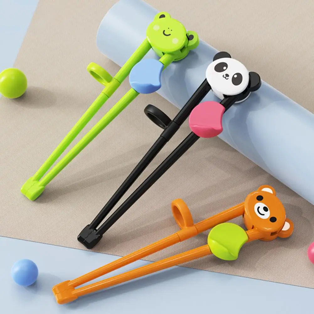 

1 Pair Training Chopsticks Chewable Ergonomic Design Widen Head Cartoon Eating Train Cute Bear Kids Learning Chopsticks Kitchen