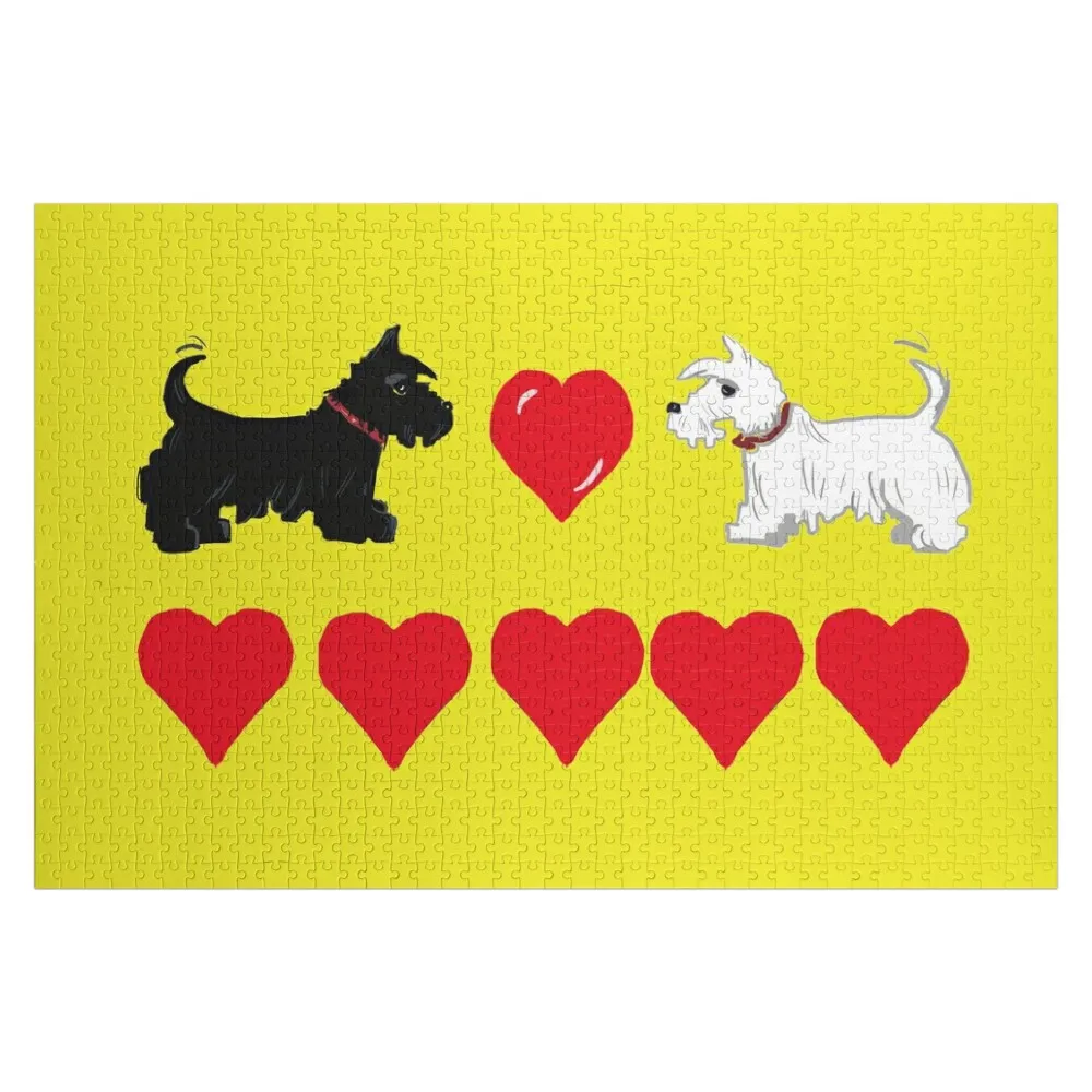Love Scottish Terriers on yellow Jigsaw Puzzle Name Wooden Toy Personalized Toy Wood Name Personalized Wooden Name Puzzle