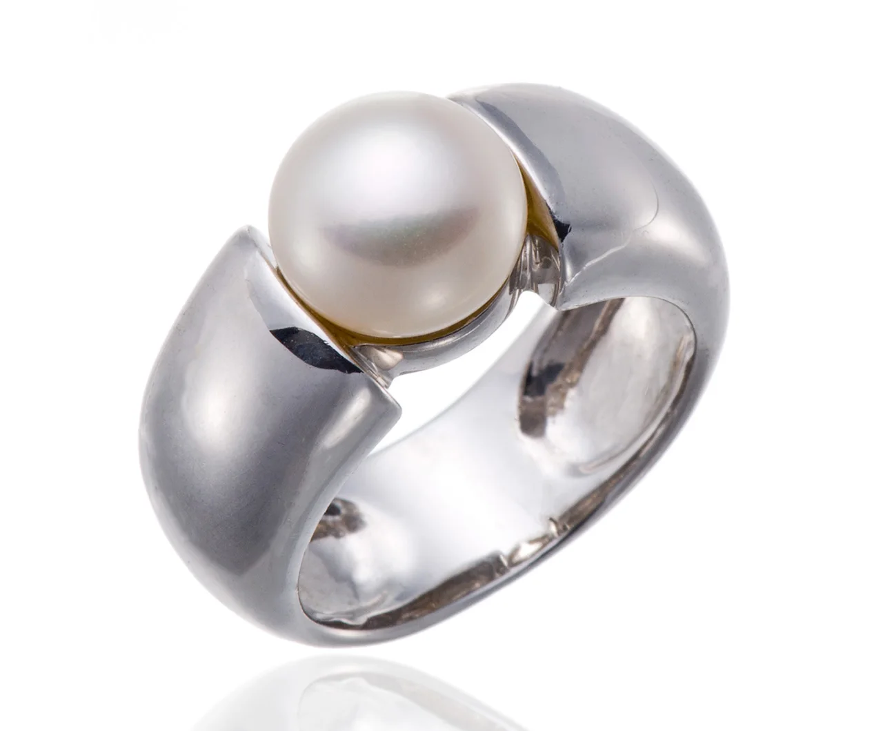 

Freshwater Pearl Rhodium Over Sterling Silver Ring