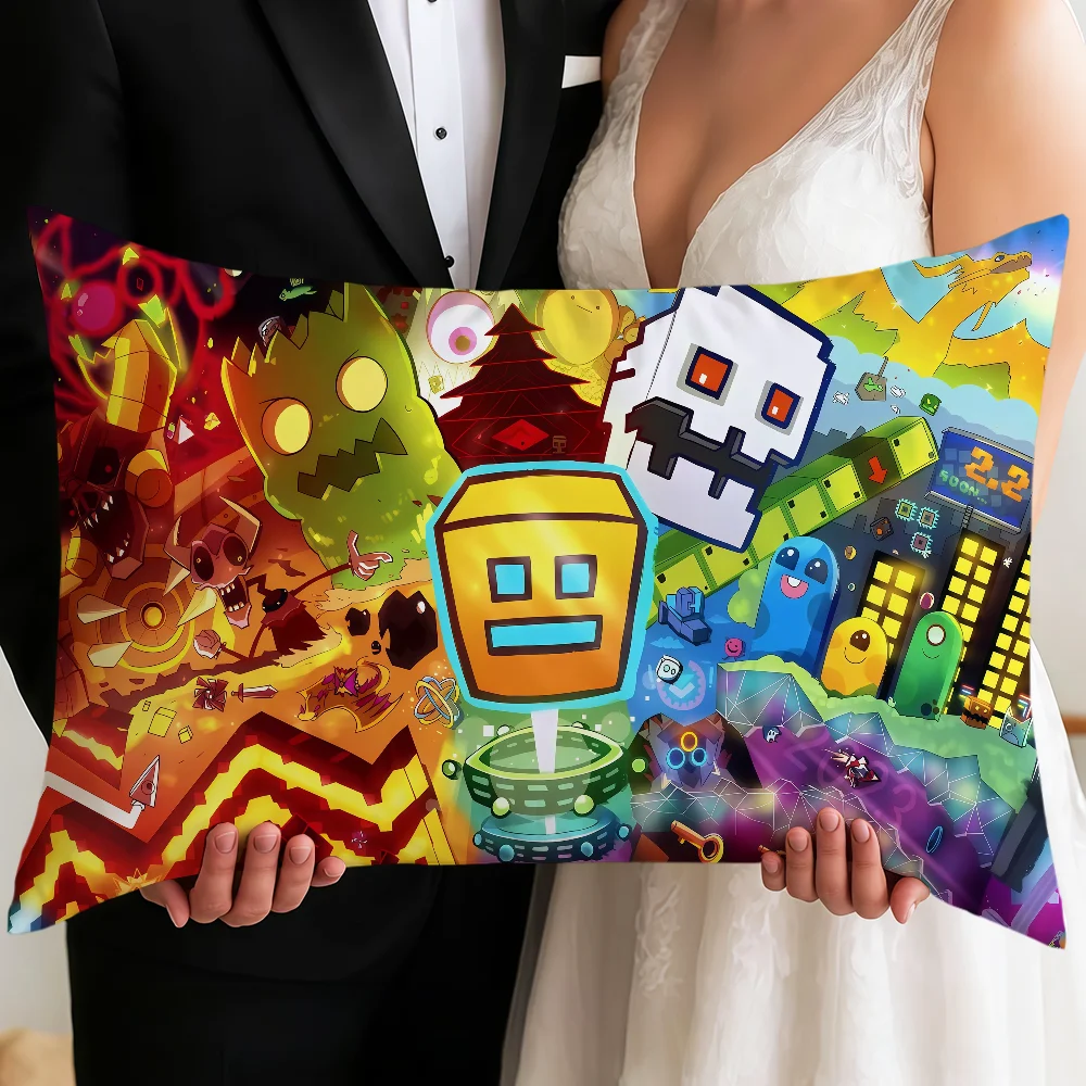 Fotografia 7: Capa de Almofada Fun Game Geometry D-Dash Lite, Capa de Almofada Retangular Macia para Decoração de Sofá, Sala de Estar, Dormitório, Presente