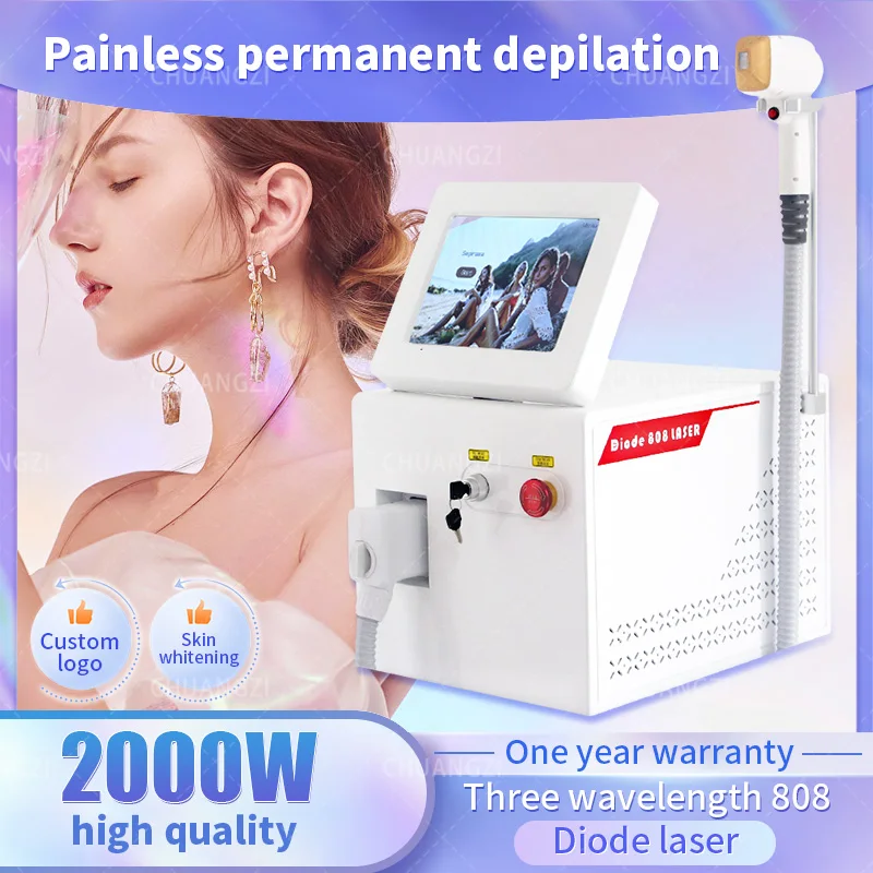 

2000W 808 Diode 3 Wavelength 755 808 1064nm Laser Hair Removal Equipment with Ice Titanium Device Permanent Hair Removal Machine