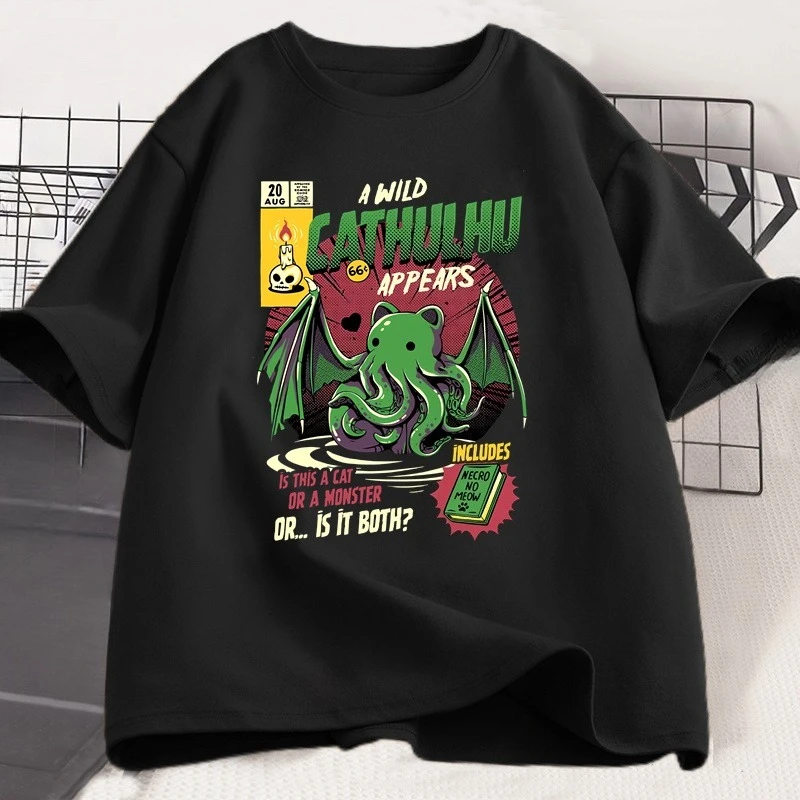Cthulhu T-Shirt Damen Bedrucktes Kurzarm-Shirt Grafik-T-Shirts Unisex Baumwolle O-Ausschnitt Harajuku Herren Designer-Kleidung Sommer-Tops