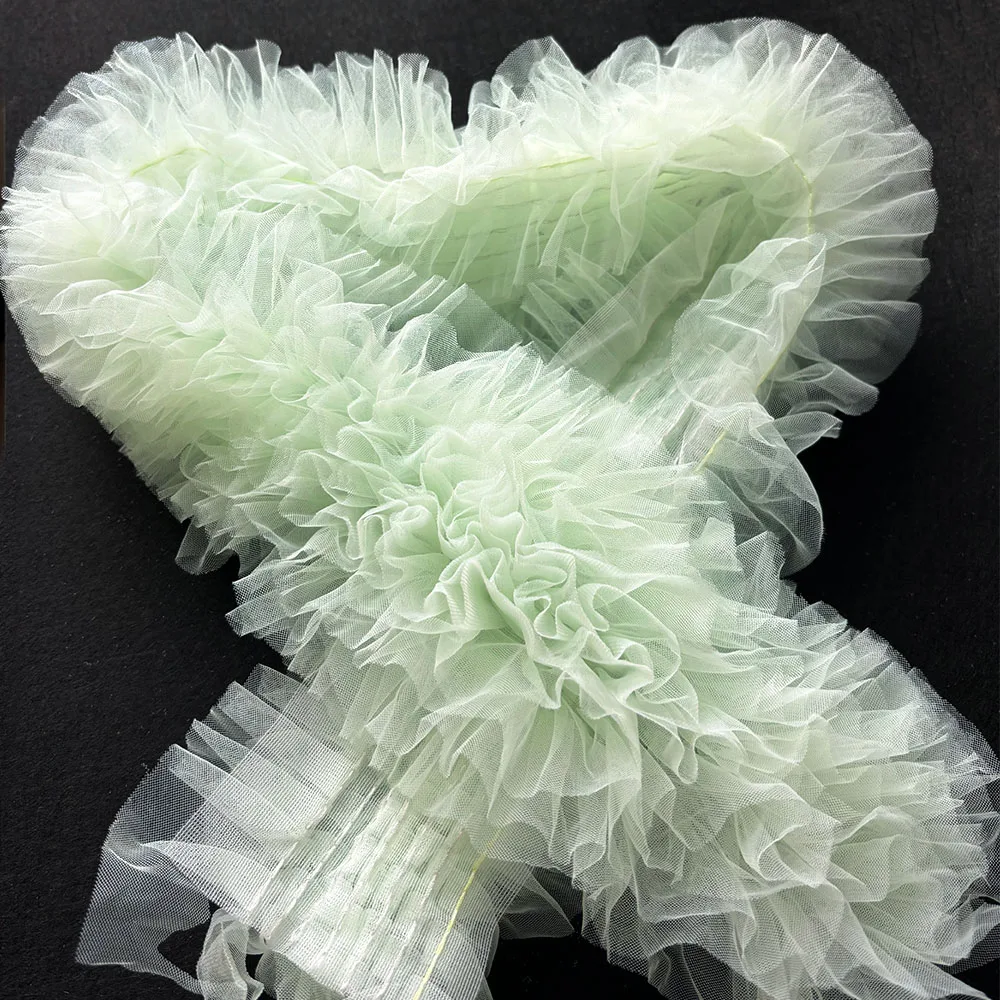 1YardX15cm Encrypted Posing Stereo Lace Trim Curtain Party Background Wedding Dress Shawl Bubble Skirt Decorative Clothes Fabric