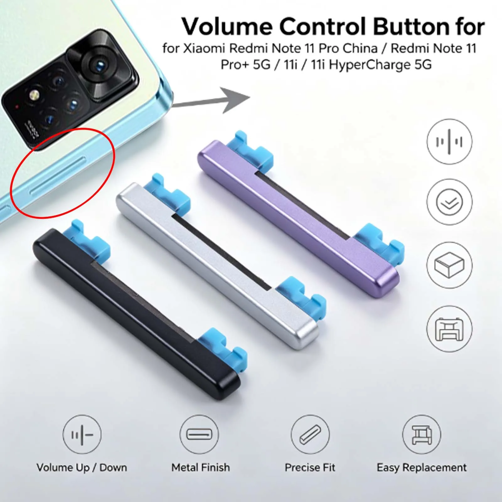 Volume Control Button for Xiaomi Redmi Note 11 Pro China/Redmi Note 11 Pro+ 5G/11i/11i HyperCharge 5G