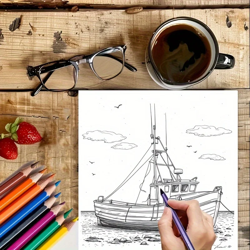 Libro para colorear de mares encantadores de 28 páginas para la reducción del estrés de adultos |   Libro para colorear para relajarse y reducir el estado de San Valentín