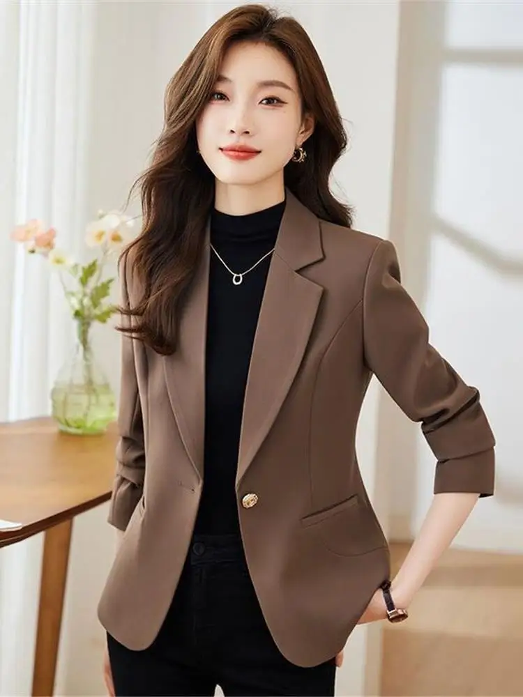 Women's Faionable Versatile Spring Autumn Light Maturi Sle Small Size Suit Ele Top High End Women's Suit Jaet