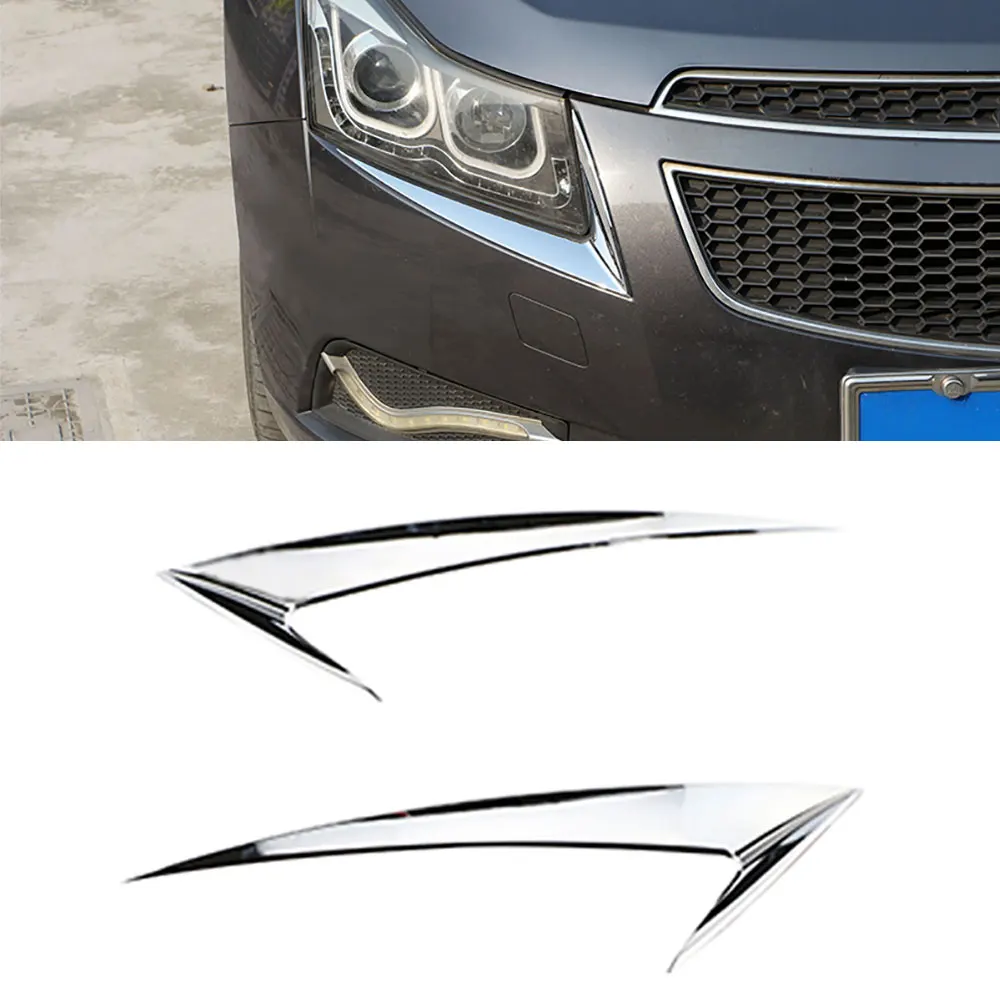 Chrome Car Headlight Head Lamps Eyebrow Cover Sticker for Chevrolet Cruze Sedan Hatchback 2009 - 2014 Accessories