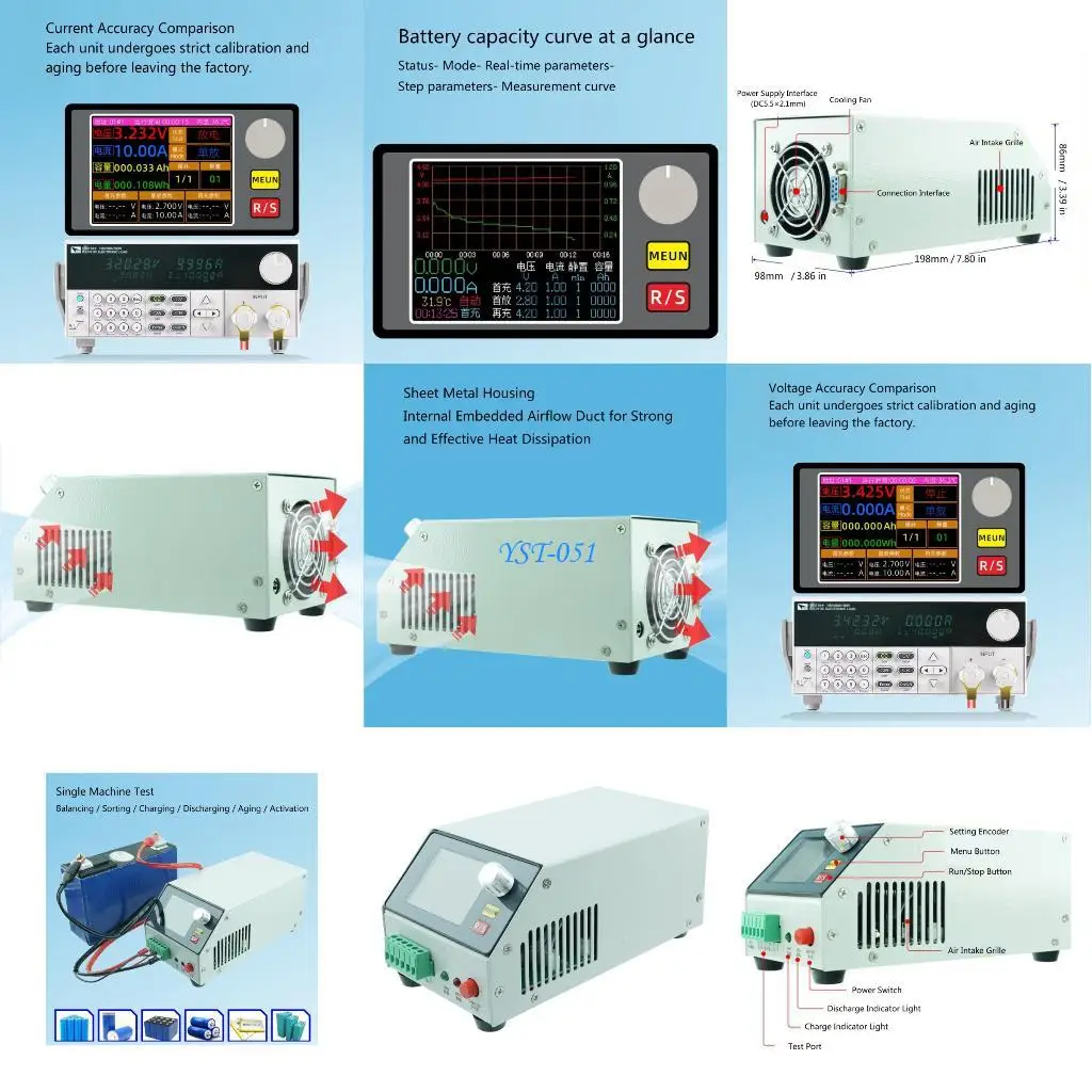 

E15A Professional Digital Battery Capacity Tester Measurement Tool 5V 20A Adjustable Current For Professional Testing