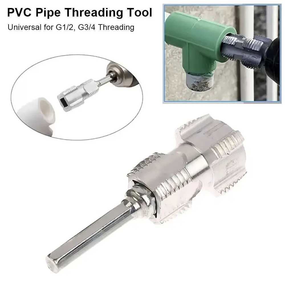 1Pcs Inner Threading PVC Pipe Threader Detachable Aluminium Threading Tool 6.35mm Shank G1/2 G3/4 Thread Maker Tool
