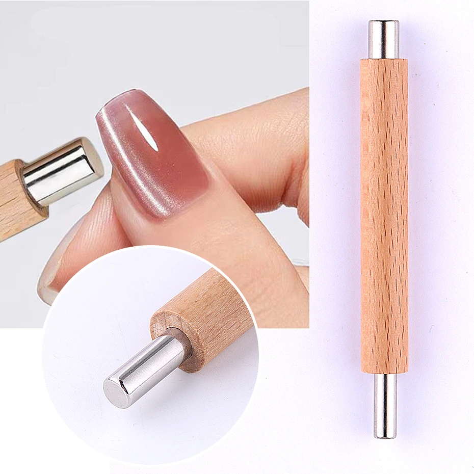 Double-ended Nail Magnetic Stick Convenient Wooden Handheld Strong Magnet Pen Cat Eye Gel Polish Salon Tools Manicure Supplies