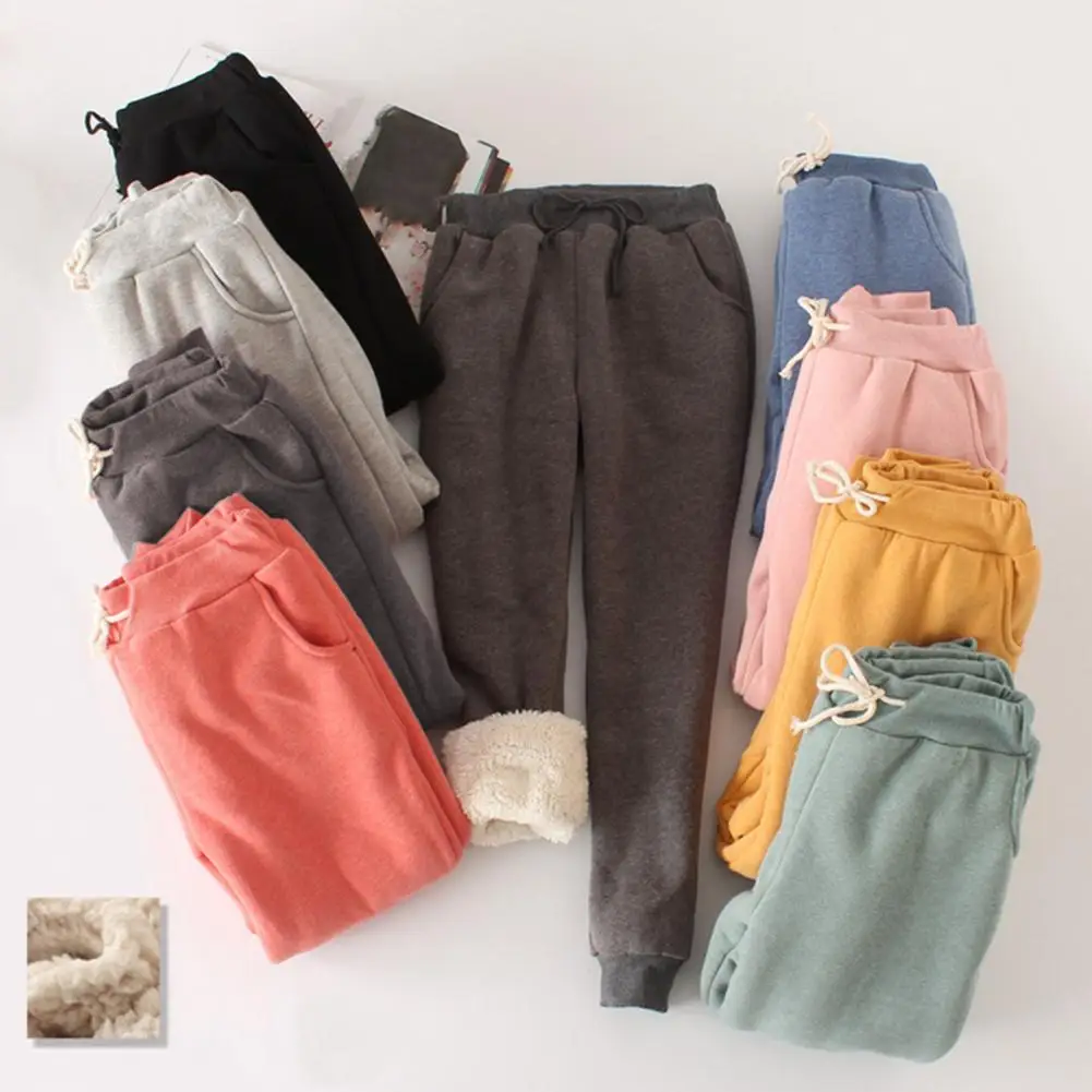 Women Pants Cozy Velvet Lined Jogger Pants for Women High Waisted Fleece Sweatpants with Adjustable Drawstring Winter for Women