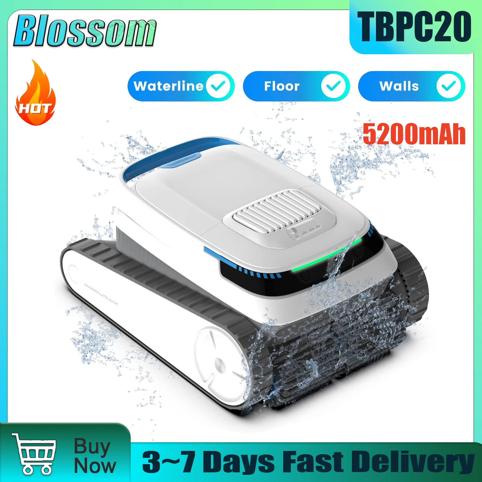 

TBPC20 Умный вакуумный робот для скалолазания по стенам, 120 минут, время работы для подземных бассейнов, полов, стен, умная навигация, очиститель бассейна