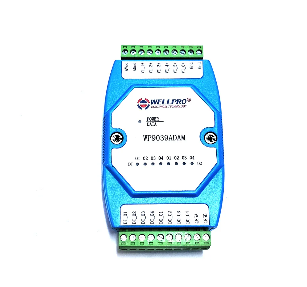 WP9039ADAM Módulo de adquisición de voltaje 0-10V 6VI/4DI/4DO RS485 Comunicación MODBUS