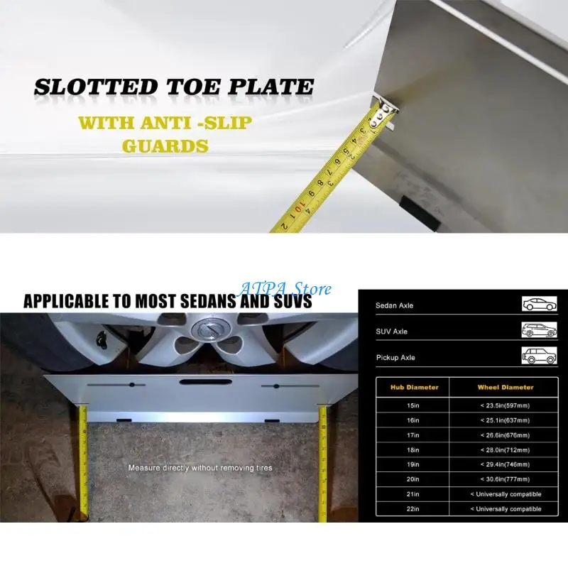 

U13C Wheel Alignment Tool with Tape Measure Stainless Toe Alignment Tool Plates Car Repairing Tools Toe Plates for Truck SUV