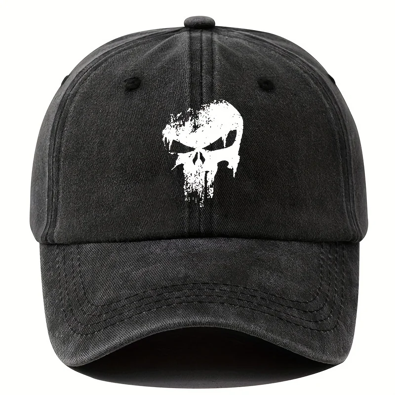 

Fashion printing skull baseball cap, outdoor sun protection, cycling duckbill cap, vacation camping, travel, leisure occasions