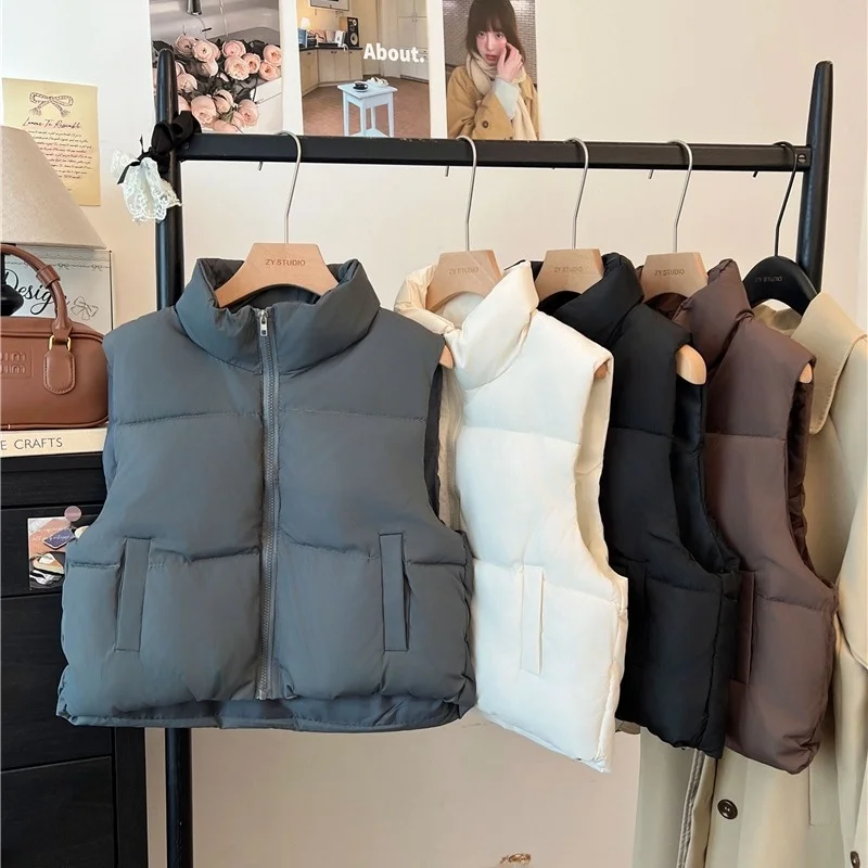 

Faionable ort Cotton Jaet Stand Collar Bread Sle Outerwear Simple Design Autumn Winter New Arrival Women's Korean Ver...