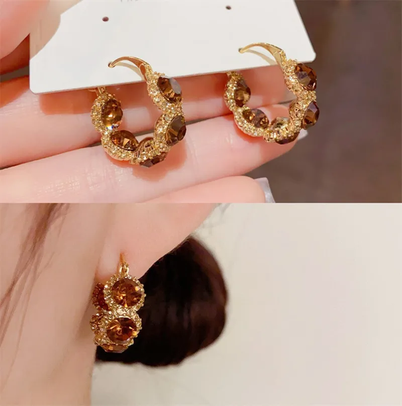 

Винтажные серьги-кольца со сверкающими бриллиантами во французском стиле для женщин, стерлинговое серебро 925 пробы с позолотой, роскошные ювелирные аксессуары, подарки