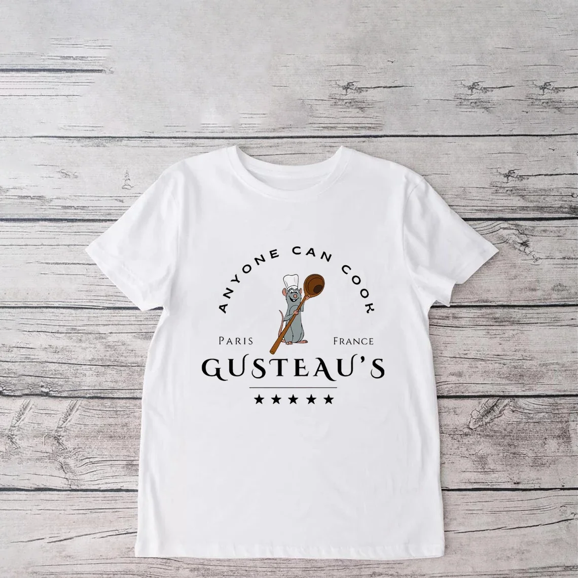 Ratatouille Shirt Chef Remy T-Shirt Pixar Rat King Anyone Can Cook Y2K Top Remy Gusteau\'s Shirt Cute Mouse Women\'s Print Shirt