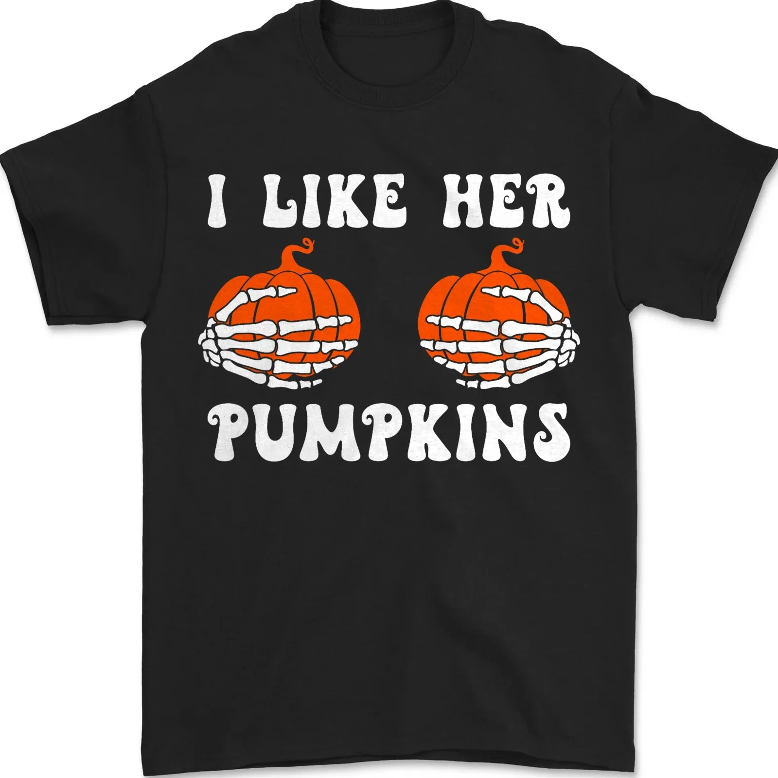 أنا أحب لها القرع مضحك هالوين قميص الهيكل العظمي الأيدي الأزواج المحملة