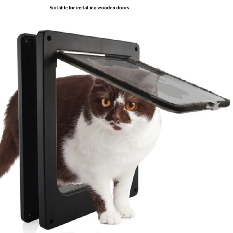New Pet Freedom Access Door, Cat & Dog Door Frame, ABS Cat Door with Rotating Switch, Controllable Access Direction Pet Flap