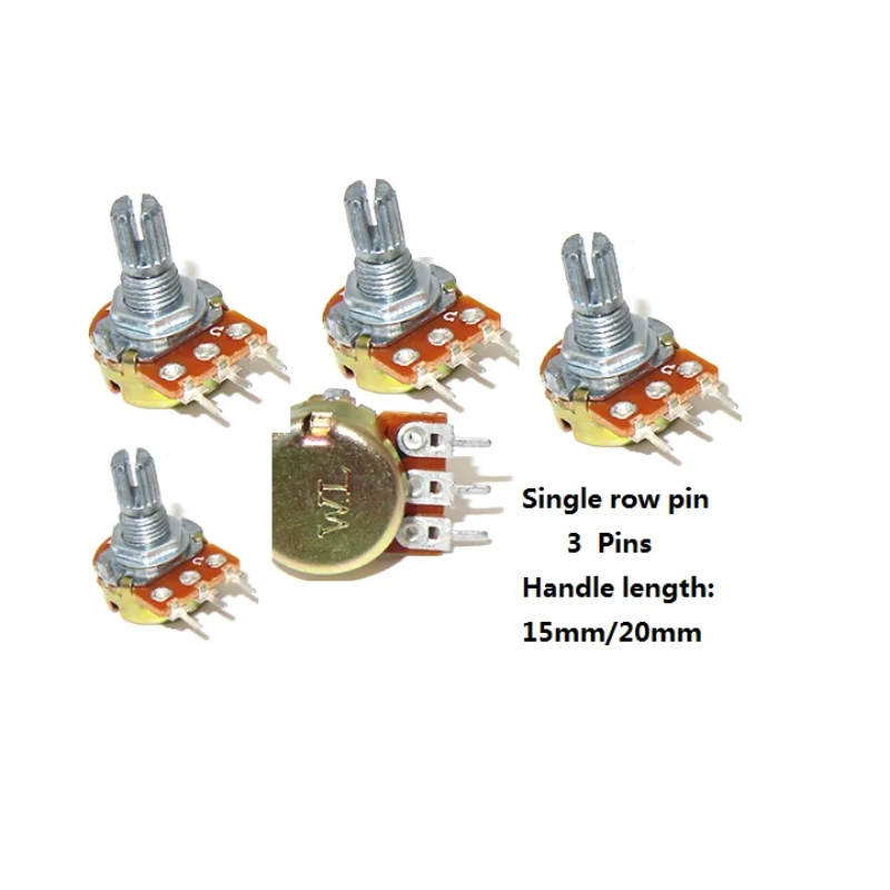 

20pieces/lot WH148 Single Row Pins Potentiometer B1K 2K 5K 10K 20K 50K 100K 250K 1M | 3 Pins 10k Potentiometer