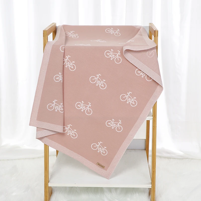 Coperta per bebè in maglia per neonato copripiumino per letto per neonato Cute Cartoon Bike Plaid passeggino Swaddle Super Soft 90*70CM sacco a pelo per neonato