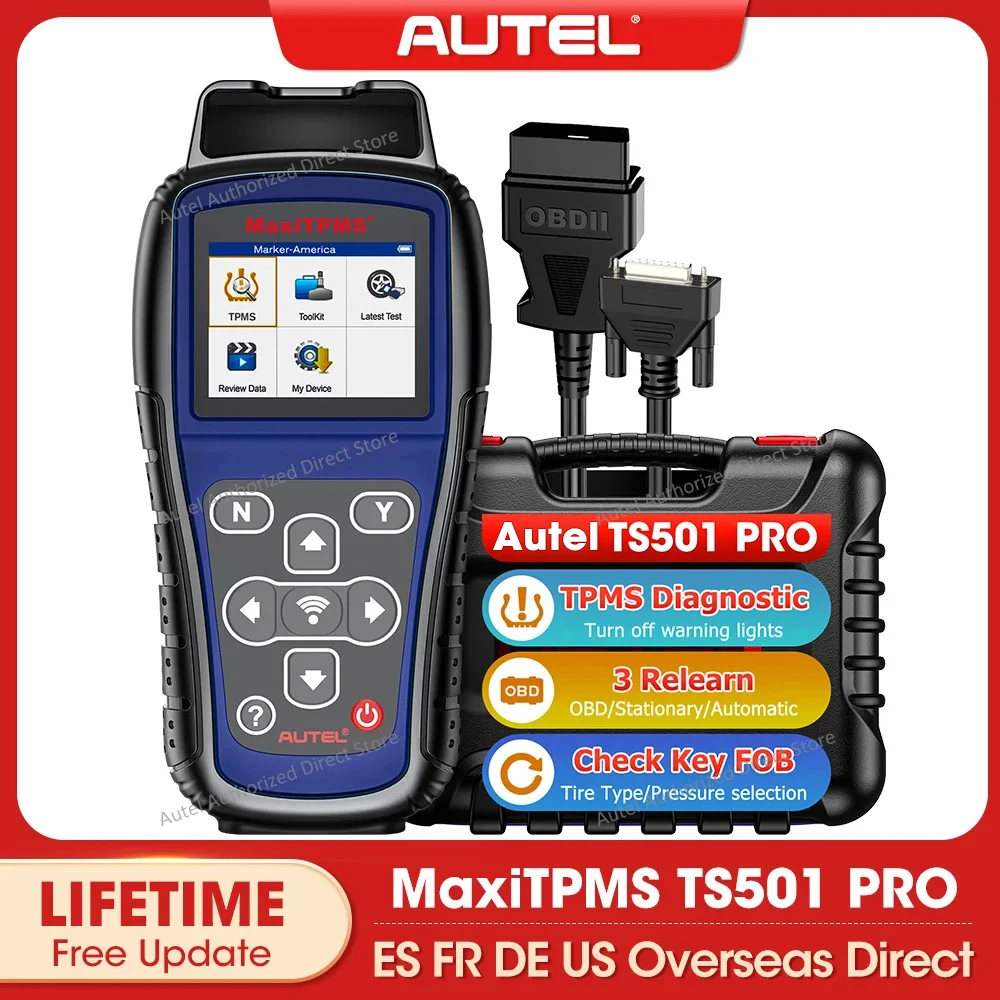 Autel MaxiTPMS TS501 PRO TPMS Diagnostic Tool Code Reader Activate/Relearn TPMS Sensors, Program MX-Sensor Free Update PK TS408S