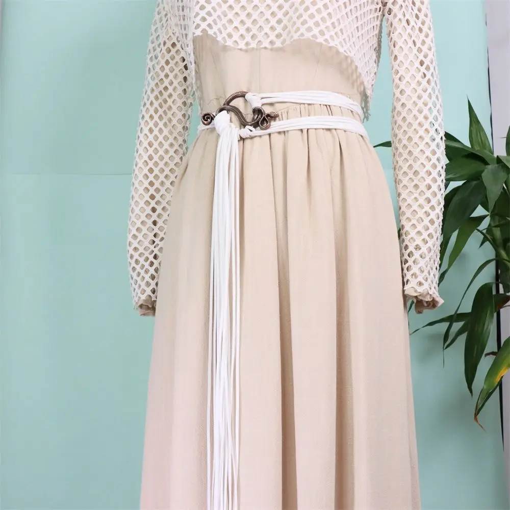 جلد البولي يوريثان، شرابة معدنية طويلة حبل حزام الخصر نمط القرون الوسطى الديكور حبل حلقة معقود حزام فايكنغ سلسلة كروسبودي يوميا #2