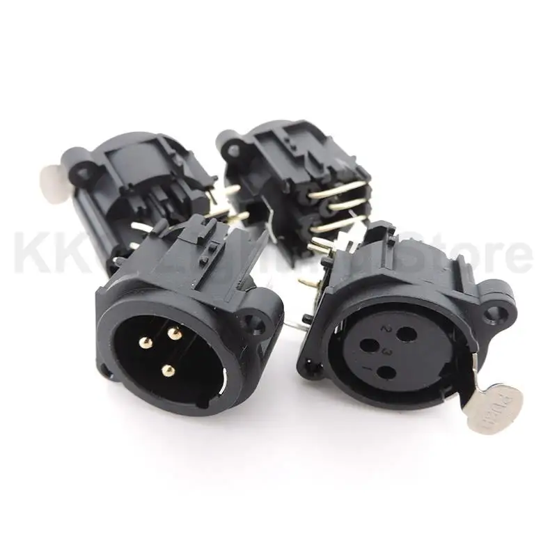 1/4x 3Pin XLR Male Female Audio Panel Mount Chassis Connector 3 Poles XLR Socket Microphone Speaker Soldering Adapter