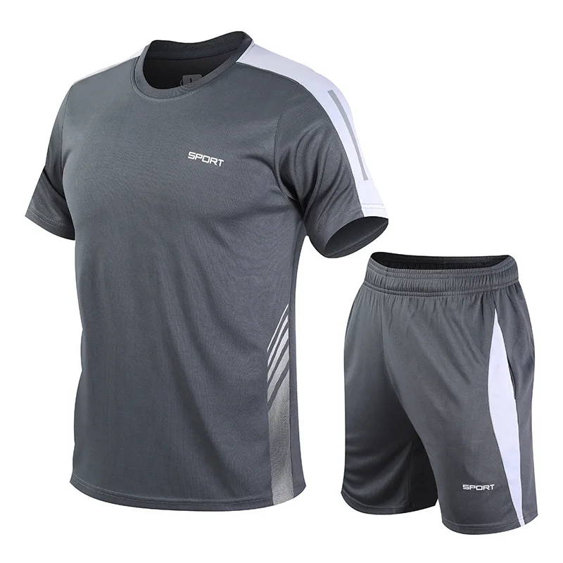 Men's Quick Dry Gym Tracksuits Perfect for Running and Yoga Breathable Sportswear Matching Set with White Accents, Ideal for